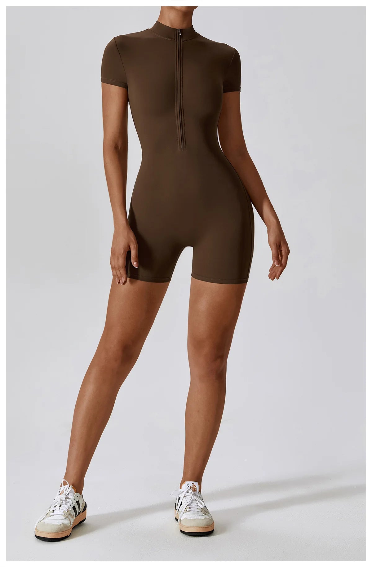 Yoga Jumpsuit Summer Short Sleeve Zipper Sports Wear Gym Fitness Sports Bodysuits Women Dance Running Workout Clothes Yoga Suit