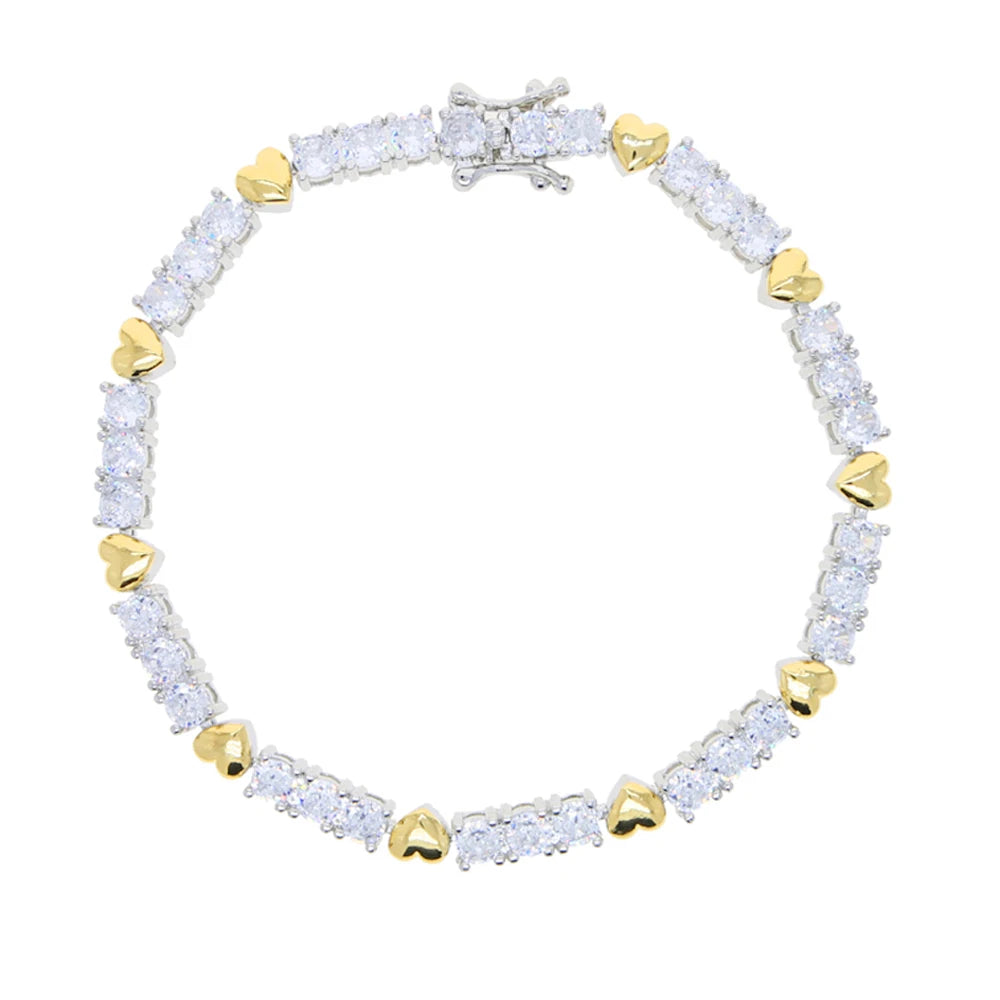 2025 New Iced Out Bling Cross Heart Tennis Chain Necklace Gold Silver Color 5A Cubic Zirconia CZ Charm Choker For Women Jewelry