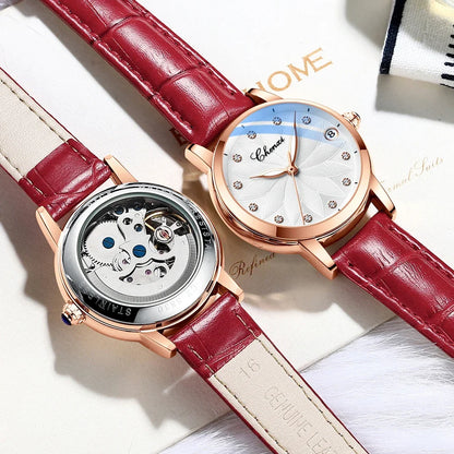 New CHENXI Women Automatic Mechanical Watch Top Brand Luxury Wrist Watch Waterproof Female Leather Business Clock Reloj de mujer
