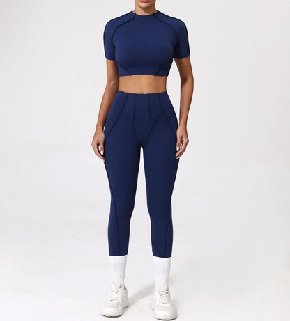 Seamless Yoga Sets Sports Fitness High Waist Hip-lifting Shapeing Trousers Backless Bra Suit Workout Gym Leggings Sets for Women