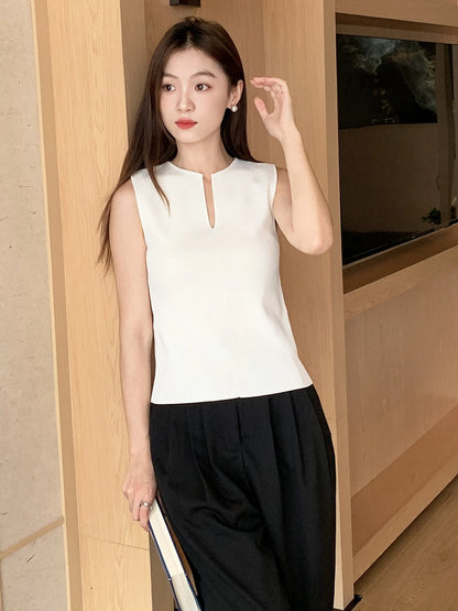 Women V-neck Good Quality Breathable Sleeveless Knit Tank Top 2024 Spring Summer New In Chic Top  MinimalStyle