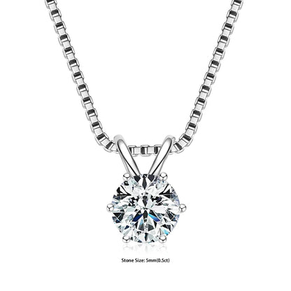 RAPRGOLD GRA Certified 0.5-5ct Moissanite Pendant Necklaces 925 Sterling Silver Solitaire Necklace Chain For Women Jewellry Gift