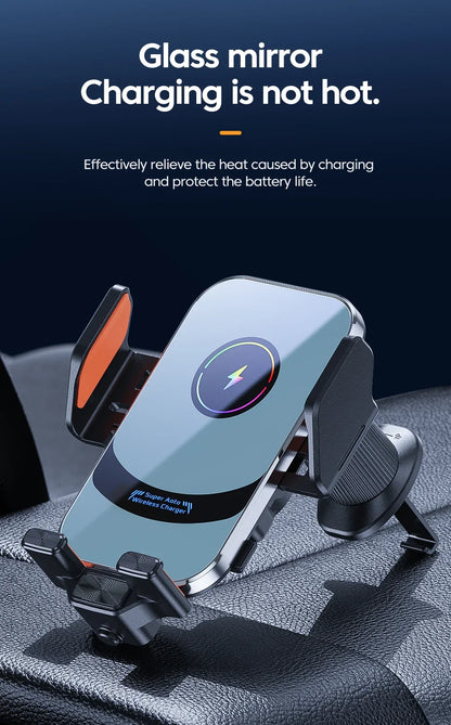 UYUXIO Wireless Car Charger Super Fast Charging Auto Clamping Air Vent Car Phone Holder for iPhone 16 15 14 Pro Max Samsung