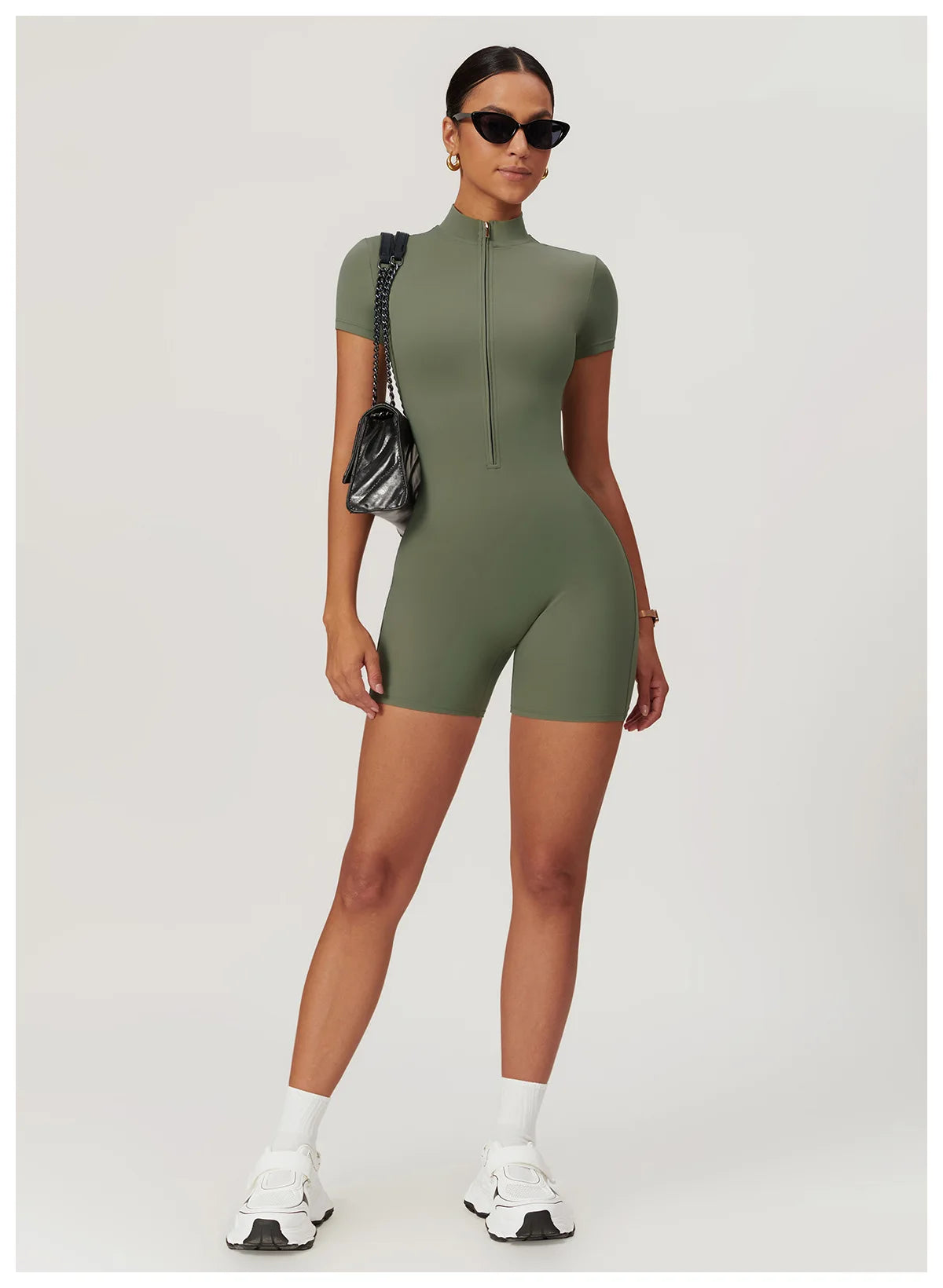 Yoga Jumpsuit Summer Short Sleeve Zipper Sports Wear Gym Fitness Sports Bodysuits Women Dance Running Workout Clothes Yoga Suit