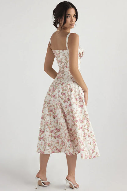Luxury new temperament solid color fashion high-end halter dress floral dress women