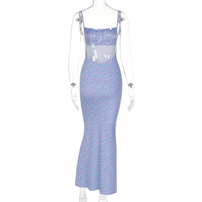 Cryptographic Cottagecore Fairy Floral Sexy Backless Maxi Dress Women Summer Party Club Slip Sundresses Outfits Clothes Vestido