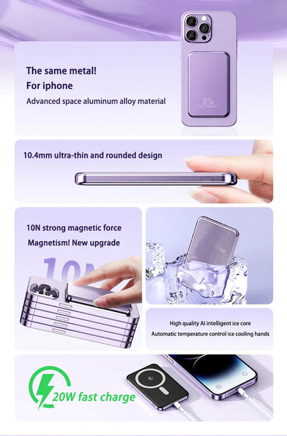 Xiaomi Ultra Slim Power Bank Mac Fast Charge Auxiliary Battery 50000mAh Magnetic Magnet Wireless Charging For IPhone Samsung