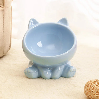 Cat And Dog Rice Bowl Pet Accessories Ceramic Diagonal High Feet Stable Cute Protection Cervical Spine Cat Dog Drinking Bowls ﻿
