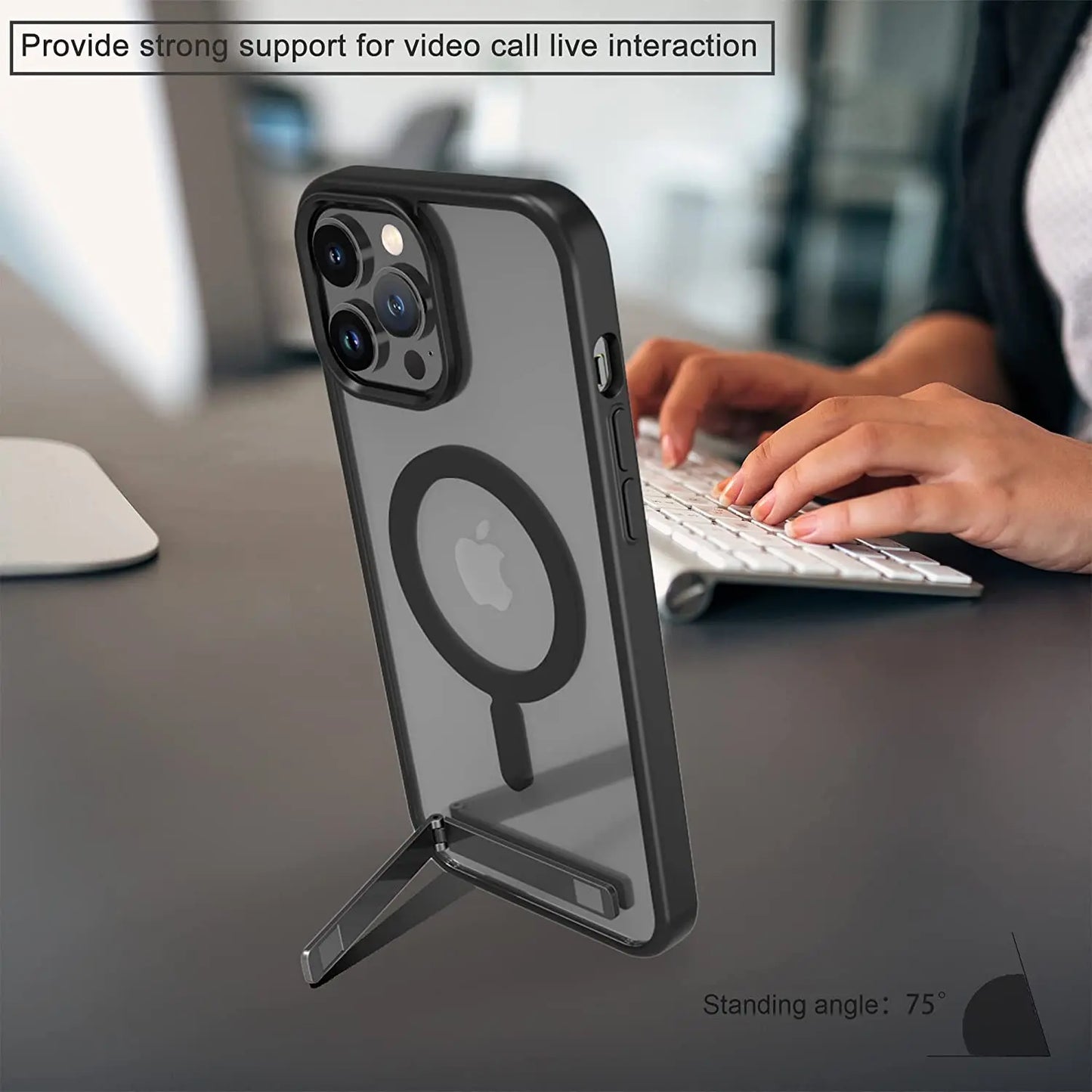 Magnetic Mobile Phone Case with Stand for iPhone 16 14 Plus 15 13 Pro Max 12 11 Cases Protective Apple Cover with Kickstand