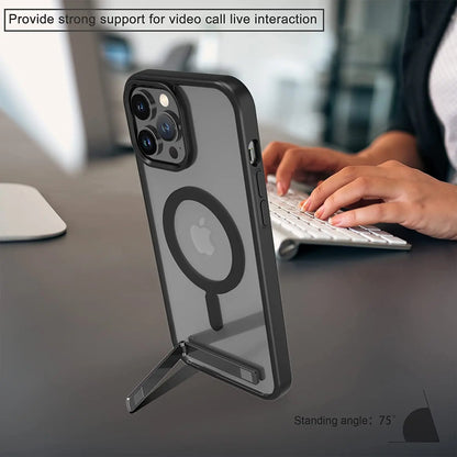 Magnetic Mobile Phone Case with Stand for iPhone 16 14 Plus 15 13 Pro Max 12 11 Cases Protective Apple Cover with Kickstand