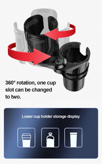 SEAMETAL 2 IN 1 Car Cup Holder Expander Adapter Base Vehicle Drinking Bottle Phone Organizer for Auto Car Styling Accessories