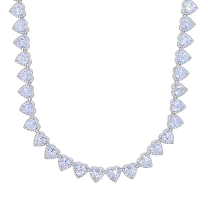 2025 Iced Out Bling 5A Cubic Zirconia Heart CZ Cluster Necklace For Women Girlfriend Lover Halo CZ Tennis Chain Choker Necklace
