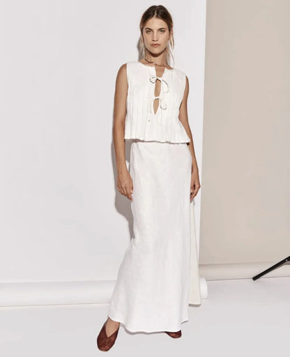 Tossy White Bandage Ribbed Tank Top Shirts For Women Hollow Out Sleeveless Slim Summer Fashion Vest Women's Lace-Up Vest Y2k Top