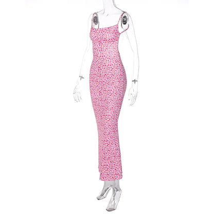 Cryptographic Cottagecore Fairy Floral Sexy Backless Maxi Dress Women Summer Party Club Slip Sundresses Outfits Clothes Vestido