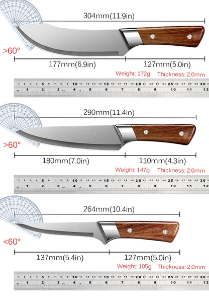 WXCOO Handmade Kitchen Knives Stainless Steel Meat Cleaver Sharp Boning Knife Slaughter Skinning Splitting Knives Fruit Knife