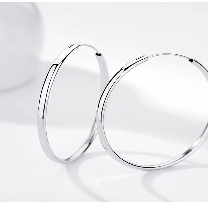 Somila Fashion S925 Earrings 3-7CM Diameter Big Hoop Earrings For Women  Platinum Plated Ear Rings Cерьги Kольца