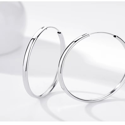 Somila Fashion S925 Earrings 3-7CM Diameter Big Hoop Earrings For Women  Platinum Plated Ear Rings Cерьги Kольца