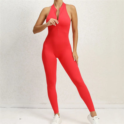 2025 Pad Deep V Women Tracksuit Yoga Set One Piece Jumpsuit Workout Scrunch Legging Sport Gym Active Suit Exercise Wear XP301