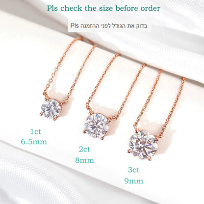 Smyoue 1-5CT Rose Gold Color Moissanite Necklace for Women D Color Sparkling Classic Lab Diamon Pendant Sterling Silver 925 GRA