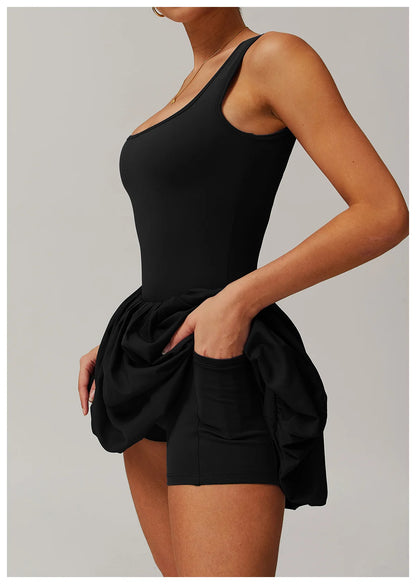 New Fake Two-piece Sports Dress Women's Anti Glare Yoga Jumpsuit Outdoor Running Fitness Tennis Skirt Workout Rompers Yoga Set