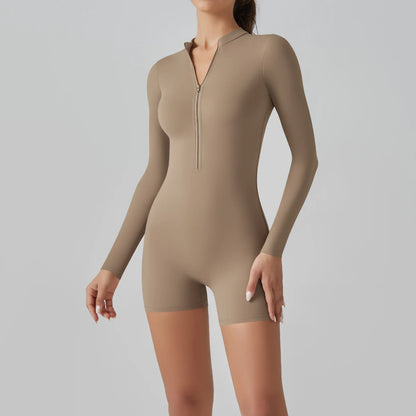 Yoga Set Women's Jumpsuits One-Piece Suit Zipper Long Sleeve Gym Push Up Workout Clothes Fitness Bodysuit Sportswear Tracksuit
