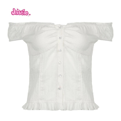 2024 New White Lace Tied Square Neck Summer T-shirts Chic Elegant Short Sleeve Tee Cotton Y2K Street Casual Bow Tie-up Top Women