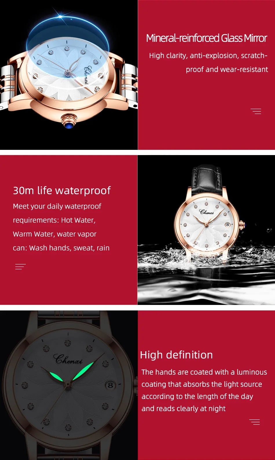 New CHENXI Women Automatic Mechanical Watch Top Brand Luxury Wrist Watch Waterproof Female Leather Business Clock Reloj de mujer