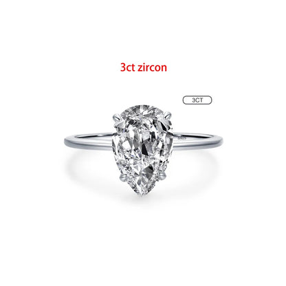 TFGLBU D VVS1 Pear Moissanite Ring for Women GRA Certified Lab Diamond Solid S925 Silver Plated 18k Dainty Wedding Ring Jewelry