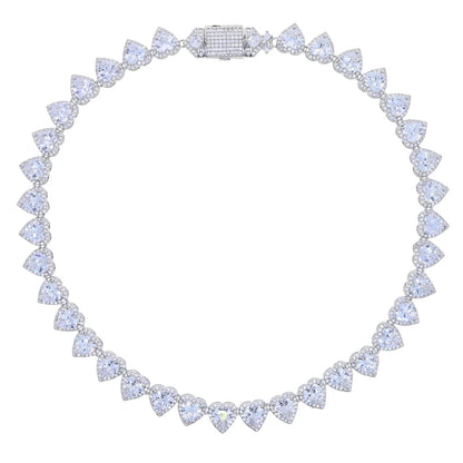 2025 Iced Out Bling 5A Cubic Zirconia Heart CZ Cluster Necklace For Women Girlfriend Lover Halo CZ Tennis Chain Choker Necklace
