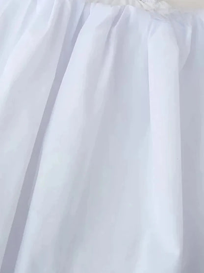 Mooyufon  Women's Balloon Mini Skirt, Mid Elastic Waist, Voluminous Hem, Female Skirts, Fashion