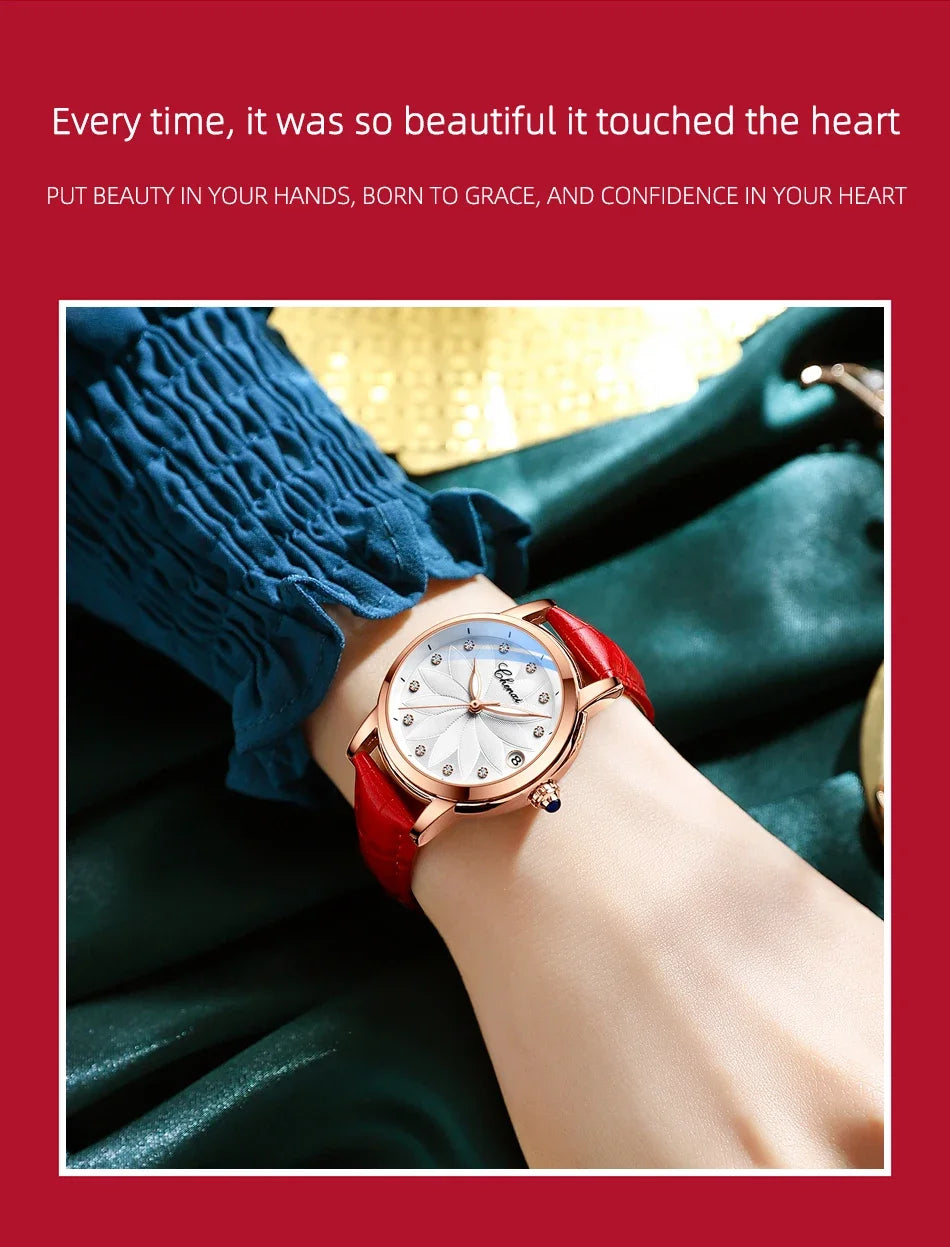 New CHENXI Women Automatic Mechanical Watch Top Brand Luxury Wrist Watch Waterproof Female Leather Business Clock Reloj de mujer