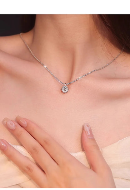 TEN CARATS 1-2CT Women's Necklace Super Sparkly D Color VVS1 Moissanite Pendant S925 sterling silver chain plated 18K white gold