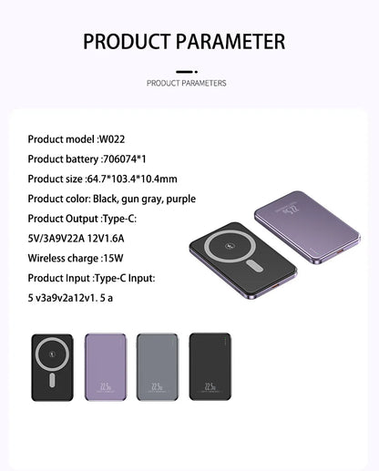 Xiaomi Ultra Slim Power Bank Mac Fast Charge Auxiliary Battery 50000mAh Magnetic Magnet Wireless Charging For IPhone Samsung