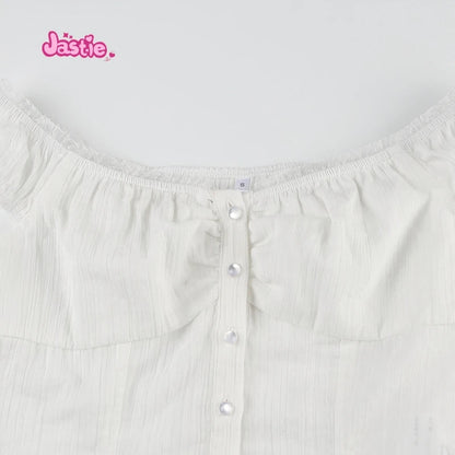 2024 New White Lace Tied Square Neck Summer T-shirts Chic Elegant Short Sleeve Tee Cotton Y2K Street Casual Bow Tie-up Top Women