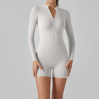 Yoga Set Women's Jumpsuits One-Piece Suit Zipper Long Sleeve Gym Push Up Workout Clothes Fitness Bodysuit Sportswear Tracksuit