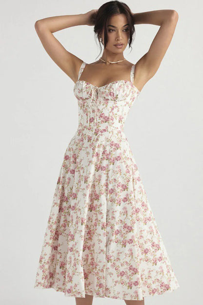 Luxury new temperament solid color fashion high-end halter dress floral dress women