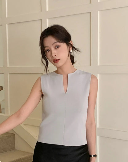 Women V-neck Good Quality Breathable Sleeveless Knit Tank Top 2024 Spring Summer New In Chic Top  MinimalStyle