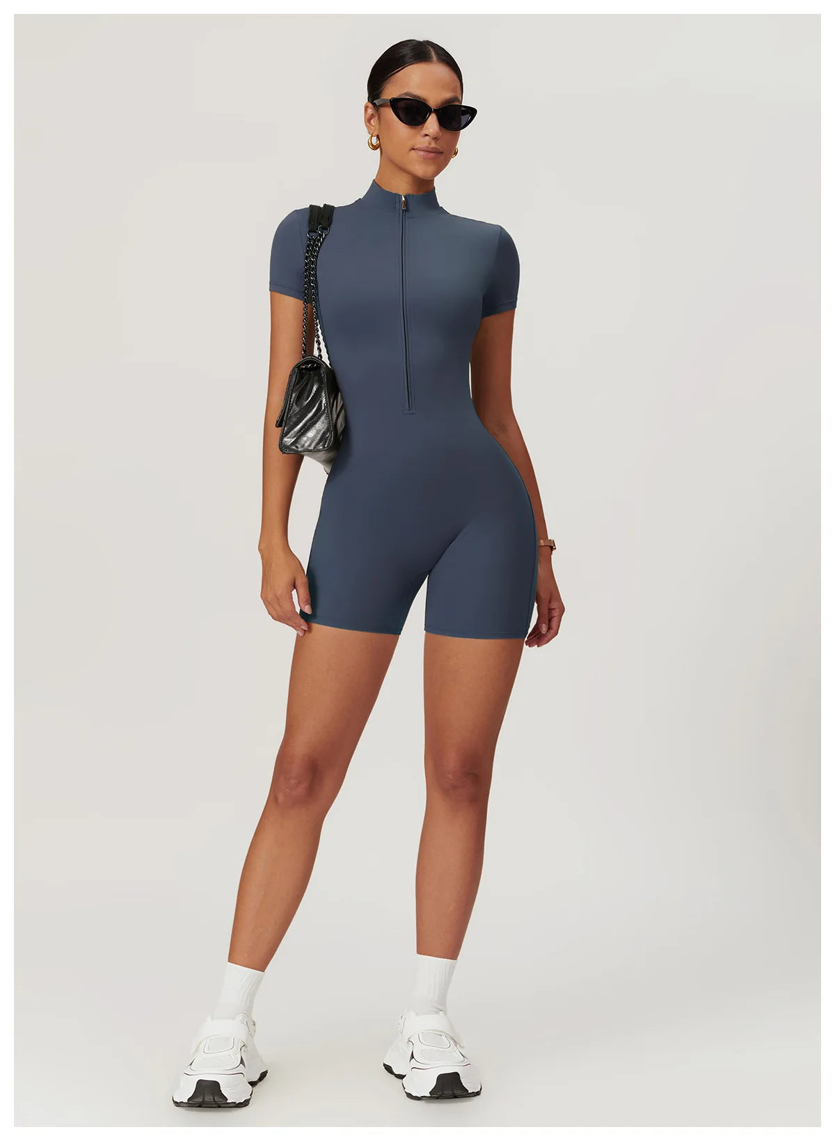 Yoga Jumpsuit Summer Short Sleeve Zipper Sports Wear Gym Fitness Sports Bodysuits Women Dance Running Workout Clothes Yoga Suit