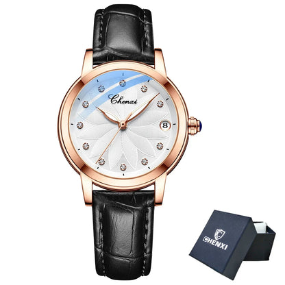 New CHENXI Women Automatic Mechanical Watch Top Brand Luxury Wrist Watch Waterproof Female Leather Business Clock Reloj de mujer