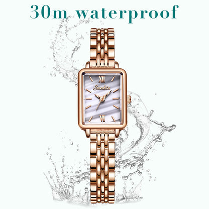 LIGE Sunkta Elegant Quartz Women Watch Simple Stainless Steel Strap Simple Square Dial Luxury Slim Fashion Casual Ladies Watches