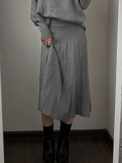 Spring Knit White Mini Pleated Skirts For Women A Line Skirt Gray High Waist Women Knitted Pleated Short Skirts Korean Fashion