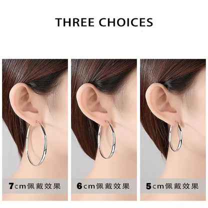 Somila Fashion S925 Earrings 3-7CM Diameter Big Hoop Earrings For Women  Platinum Plated Ear Rings Cерьги Kольца