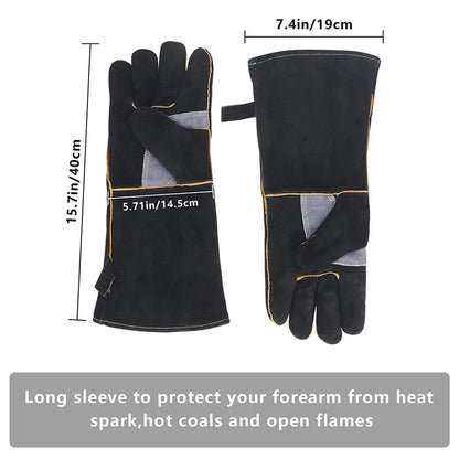 Extreme fire and heat resistant gloves, leather with kevlar stitching, perfect for fireplace, stove, oven, grill, welding