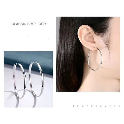 Somila Fashion S925 Earrings 3-7CM Diameter Big Hoop Earrings For Women  Platinum Plated Ear Rings Cерьги Kольца