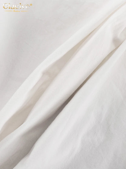 Clacive Fashion Loose White Cotton Women's Shirt 2024 Elegant Lapel Sleeveless Shirts Casual Classic Solid Top Female Clothing