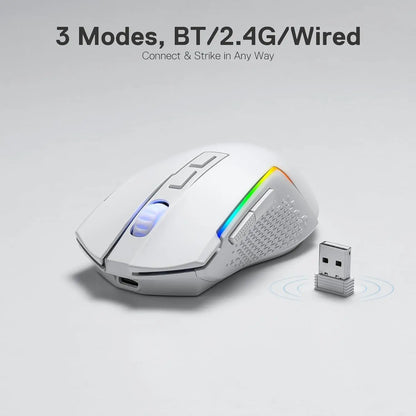 Redragon M693 Wireless/Wired BT & 2.4G Bluetooth Gaming 8000 DPI Mouse 3-Mode Connection RGB Backlight for PC/Mac/Laptop