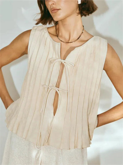 Tossy White Bandage Ribbed Tank Top Shirts For Women Hollow Out Sleeveless Slim Summer Fashion Vest Women's Lace-Up Vest Y2k Top