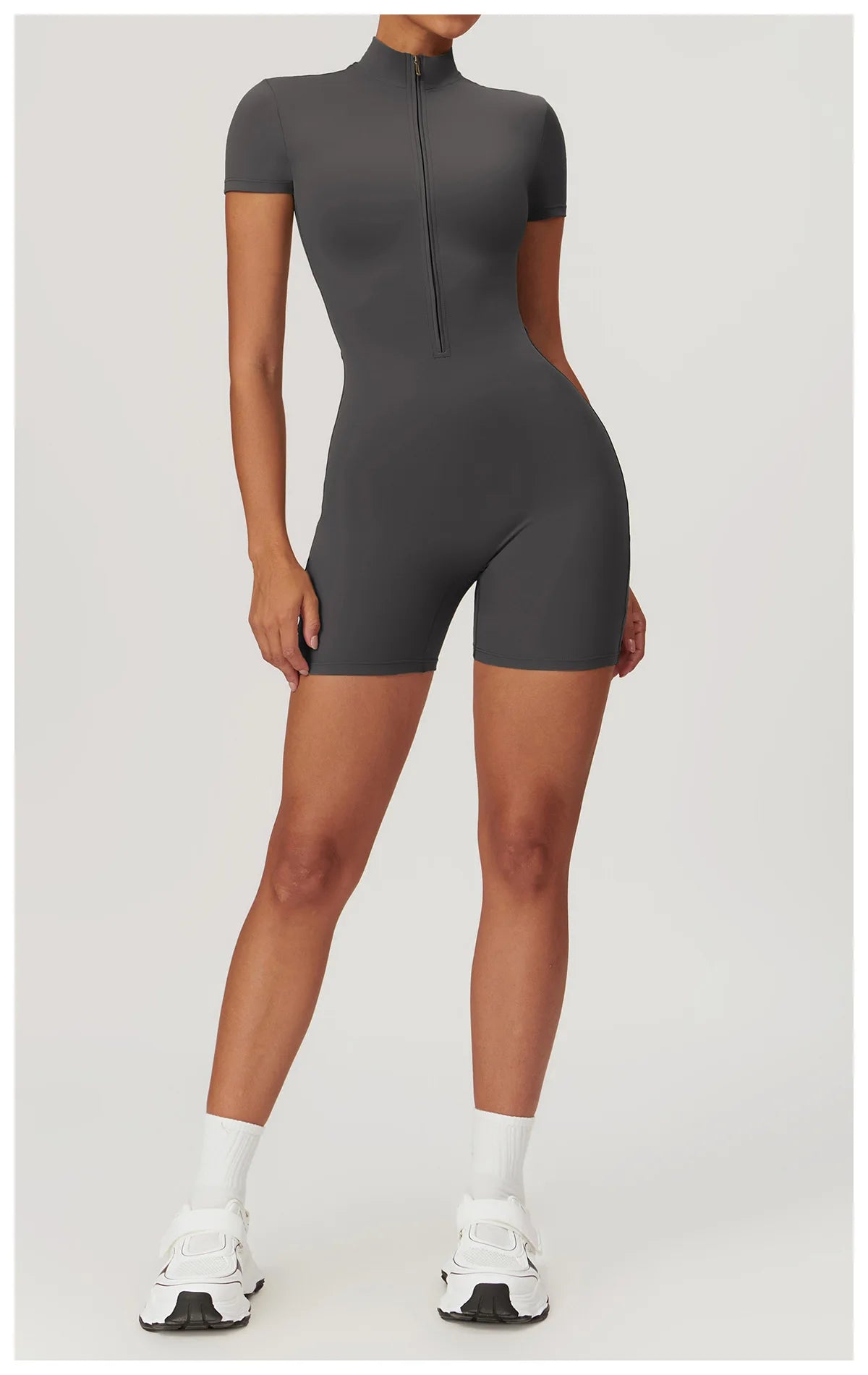 Yoga Jumpsuit Summer Short Sleeve Zipper Sports Wear Gym Fitness Sports Bodysuits Women Dance Running Workout Clothes Yoga Suit