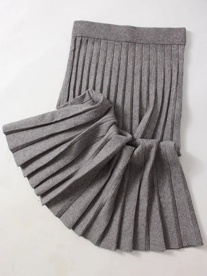 Spring Knit White Mini Pleated Skirts For Women A Line Skirt Gray High Waist Women Knitted Pleated Short Skirts Korean Fashion