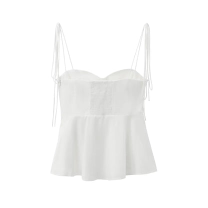 TRZA-Asymmetric Bustier Tops for Women, Sweetheart Neck, Tied Thin Straps, Side Zipper, Female Camis, Sexy Fashion
